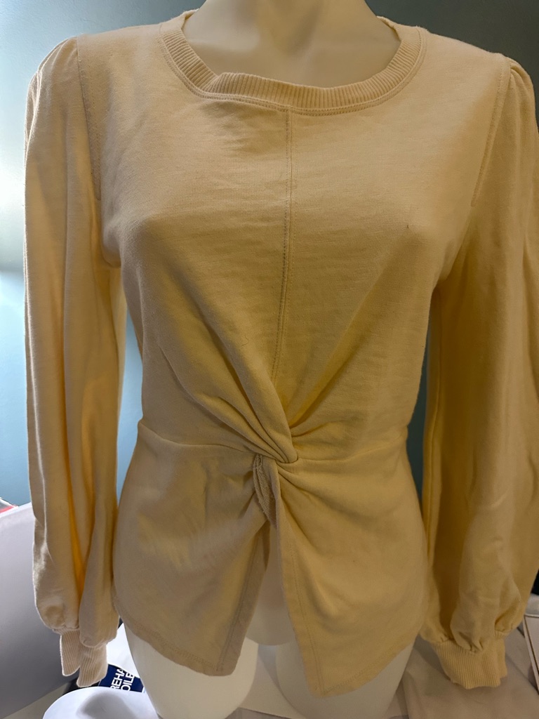 Pilcro Twist-Front Long Sleeve Tee In Pale Cream